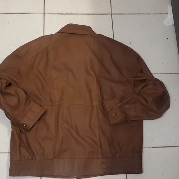 SCULLY LAMBSKIN genuine LEATHER brown cognac BOMBER JACKET large - Picture 7 of 12